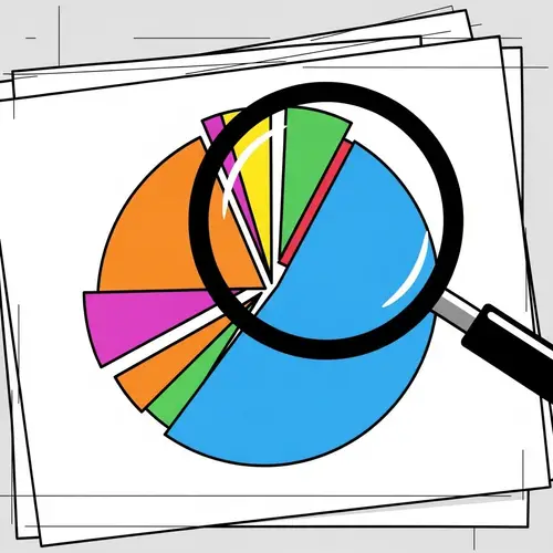 Magnifying Glass Over Pie Chart Clipart Image