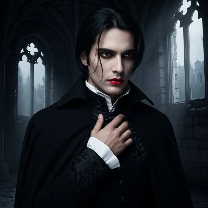 Mysterious Dracula in Gothic Castle