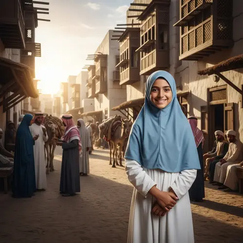 Girl in Hijab in Mecca-Madina Scene