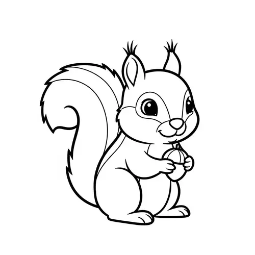 Cute Squirrel Coloring Page for 1-Year-Olds