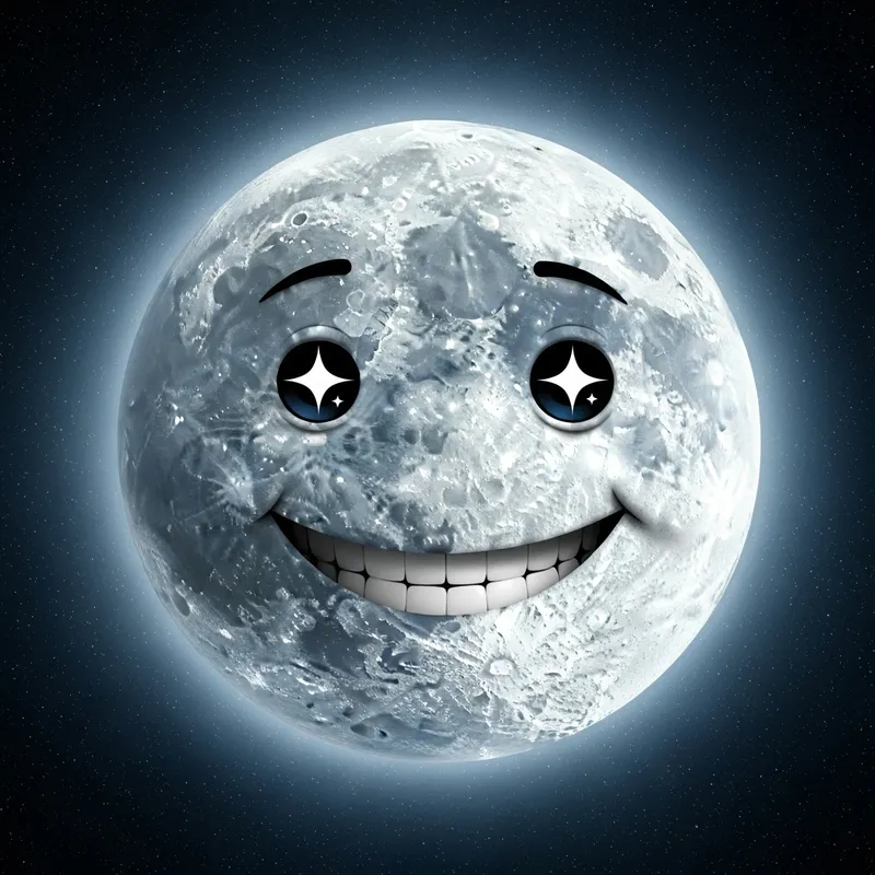 Smiling Playful Moon in a Starry Night Sky