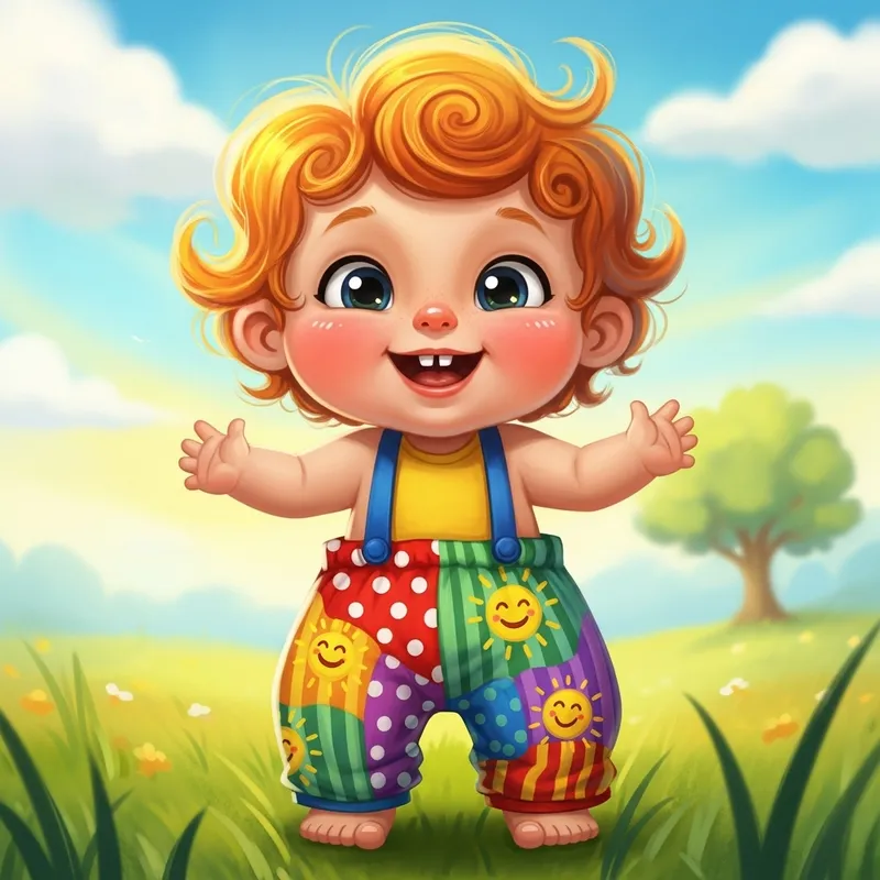 Vibrant Toddler in Colorful Whimsical Diaper