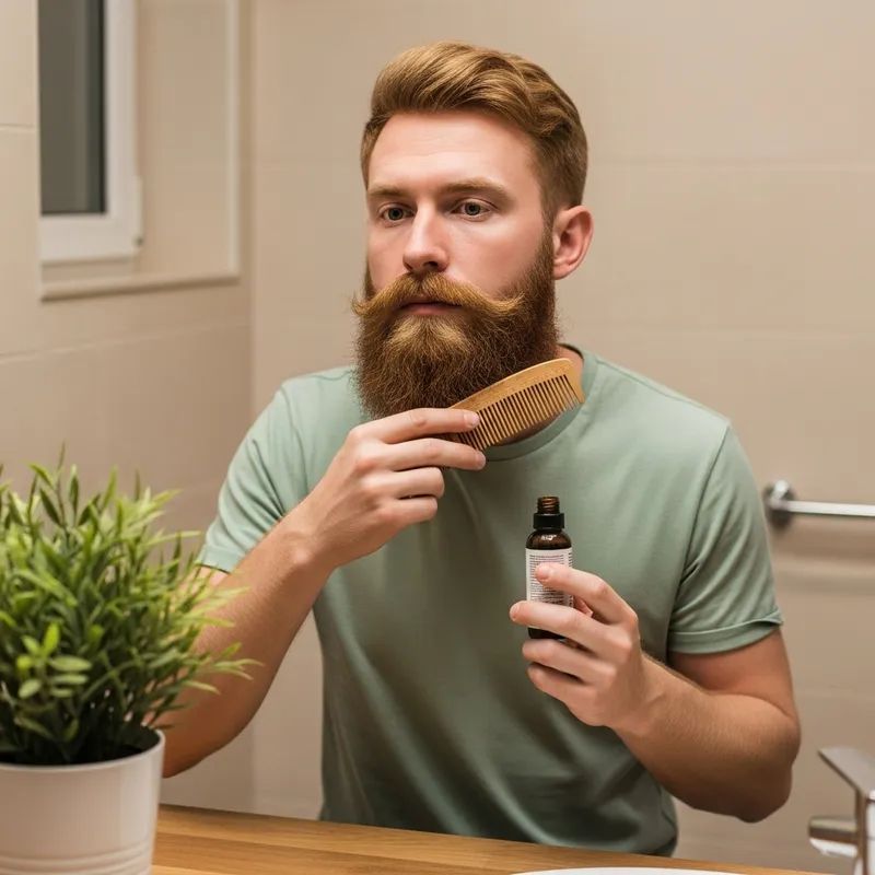 Tranquil Beard Grooming Morning for Young Ginger-Haired Man