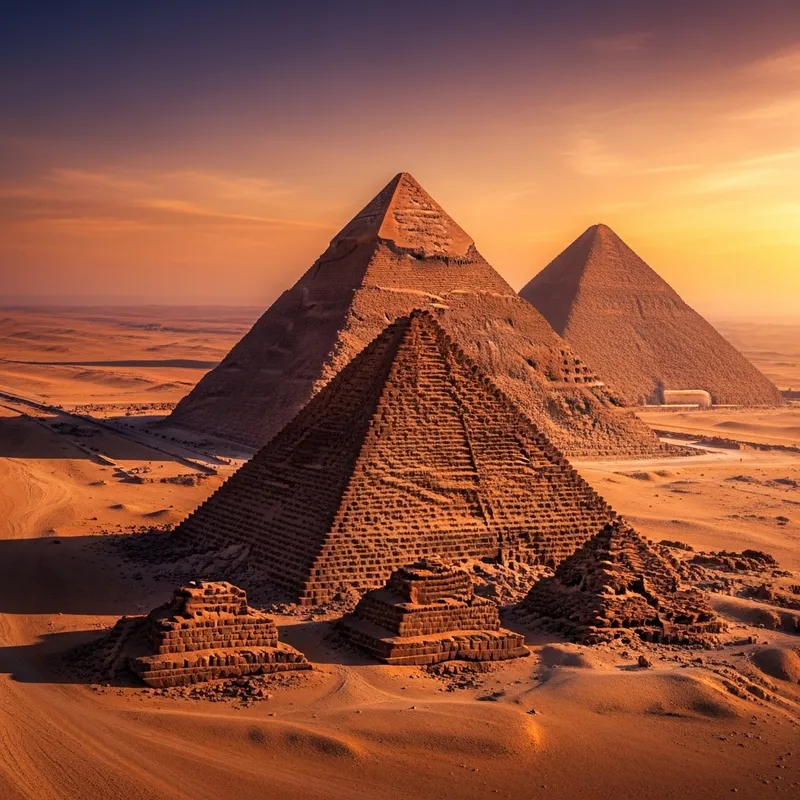 Awe-Inspiring Egyptian Pyramids at Sunset: Mystical Masterpiece