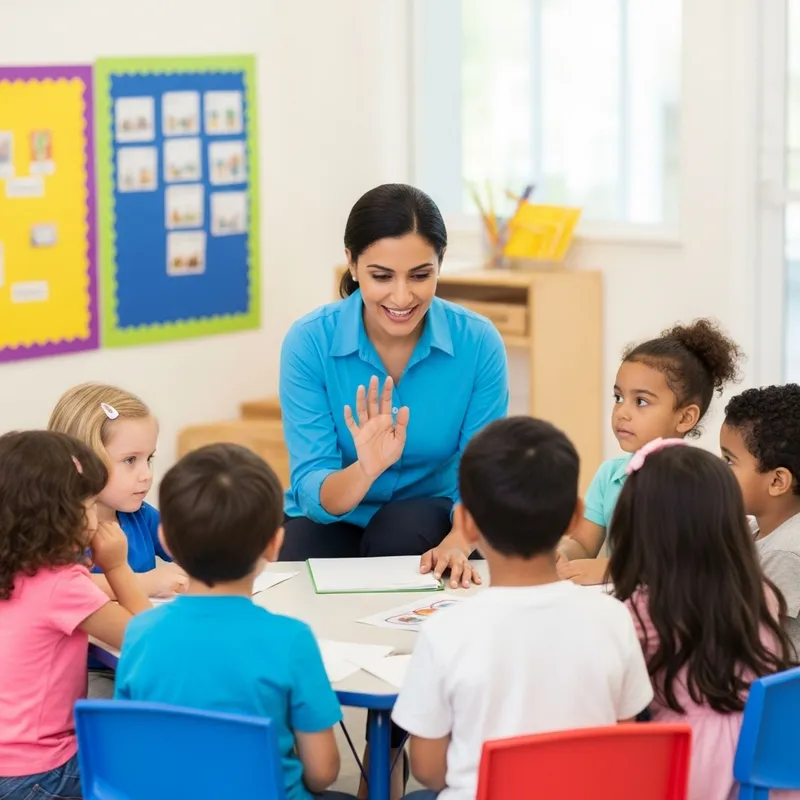 Joyful Preschool Teacher Captivating Diverse Students | Classroom Interaction