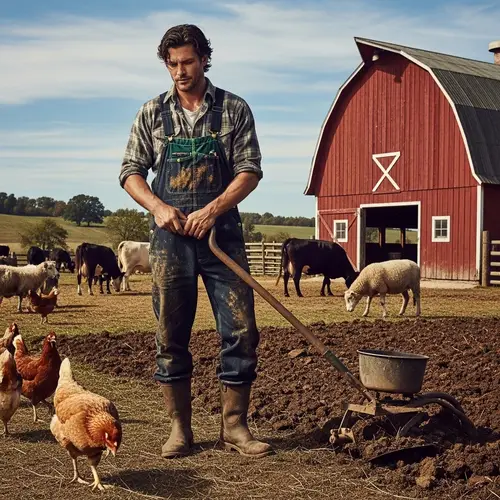 Actor Lookalike on Farm: Tending to Livestock & Soil