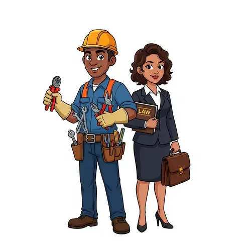 Brown-Skinned Electrician & Lawyer Couple Illustration
