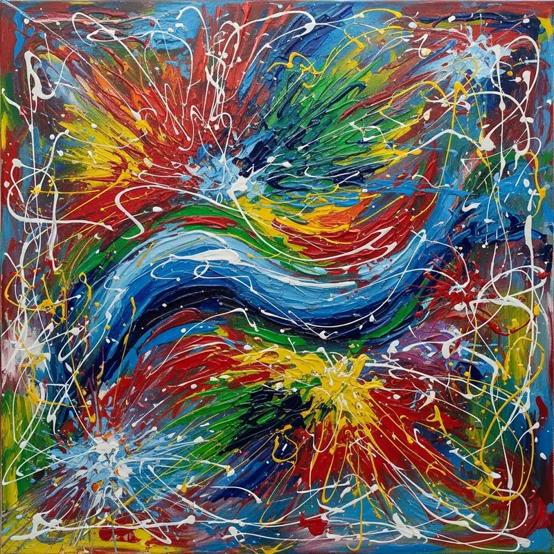 Colorful Abstract Painting: Energetic Color Explosion