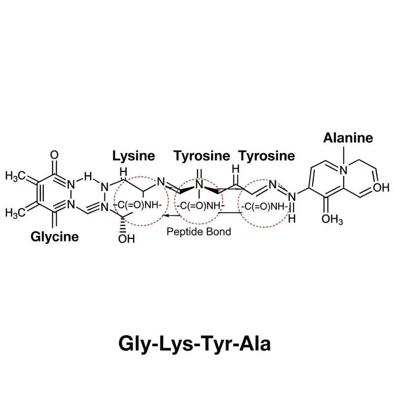 Detailed Glycine-Lysine-Tyrosine-Alanine Peptide Bond Diagram