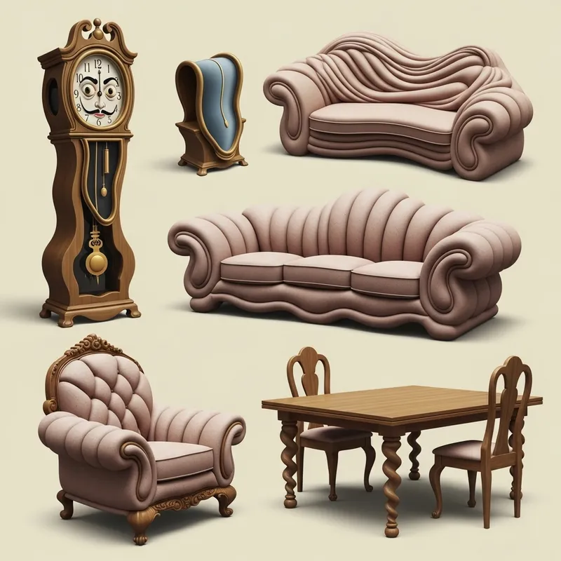 Surrealist Flabby Furniture: Distorted Interior Vision