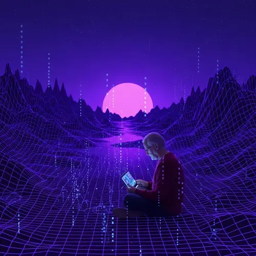 Night Violet Painting - Asperger's Syndrome in Hi-Tech Style