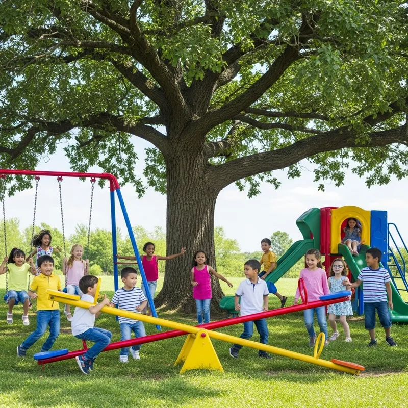 Vibrant Children Playing | Multicultural Kid's Playground Fun