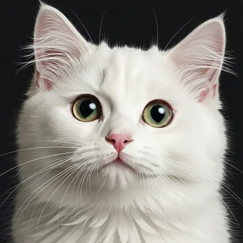 Hyper-Realistic White Cat Portrait | Detailed Oil Painting Style