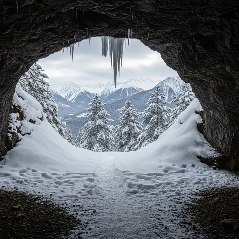 Snowy Cave Entrance: A Winter Wonderland