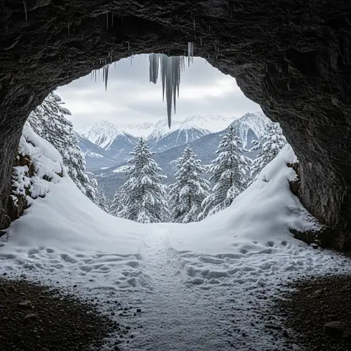 Snowy Cave Entrance: A Winter Wonderland