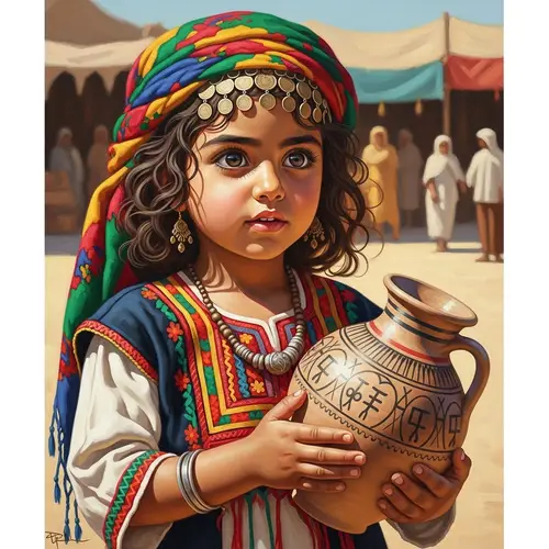 Young Middle Eastern Girl Oil Painting - Cultural Beauty