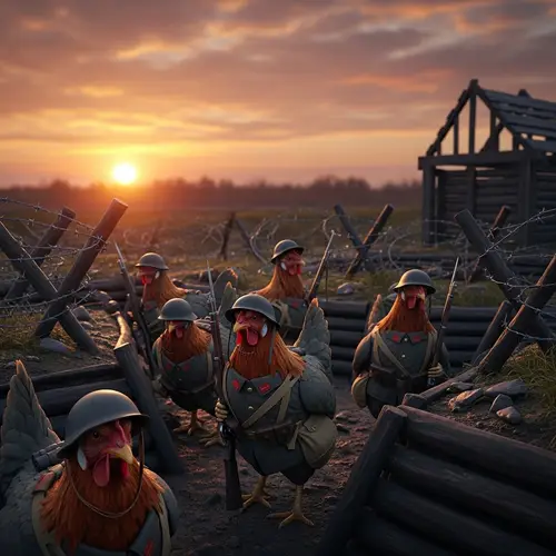 WWI Chickens in Battle - Miniature Military Uniforms