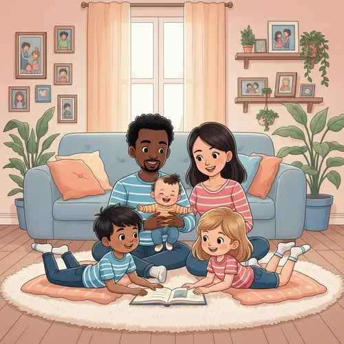 Heartfelt Family Portrait Featuring Diverse Members