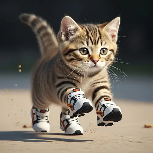 Adorable Small Cat Running with Nike Shoes | Cute and Energetic