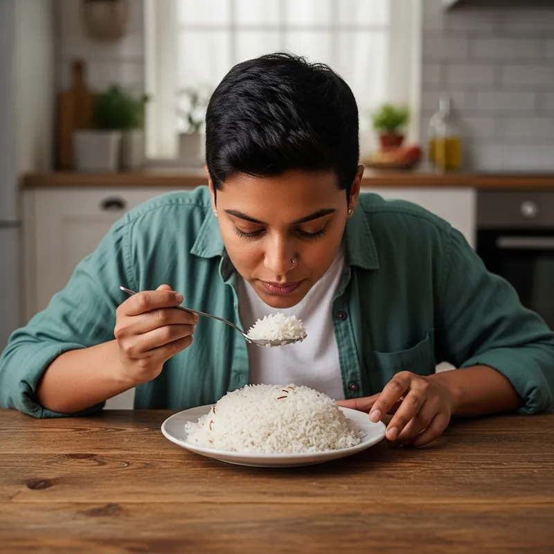 Person Enjoying Coconut Rice | Indonesian Cuisine