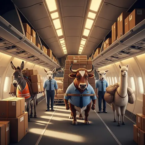 Cargo Transportation Animals in Airplane