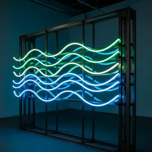 Mesmerizing Neon Waves Installation | Urban Art Exhibit