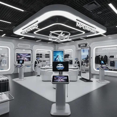 Futuristic Shop Design with Virtual Reality Elements