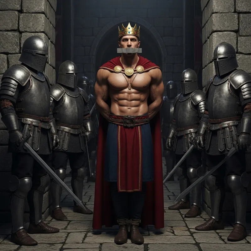 Hot Muscular Prince Captured - Medieval Dungeon Scene