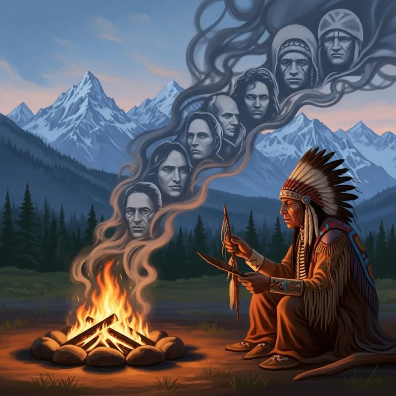 Native American Shaman Immersed in Spiritual Routine with Warrior Spirits