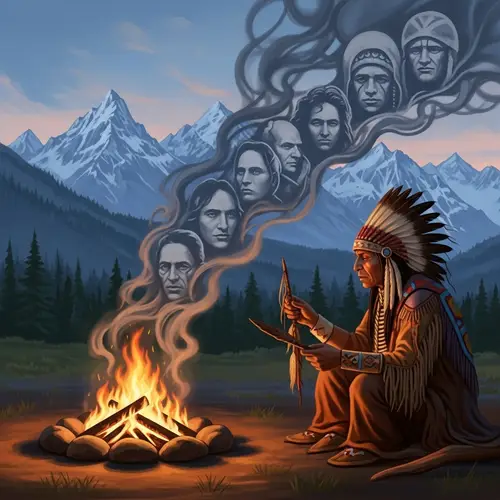 Native American Shaman Campfire Ritual with Warrior Spirits