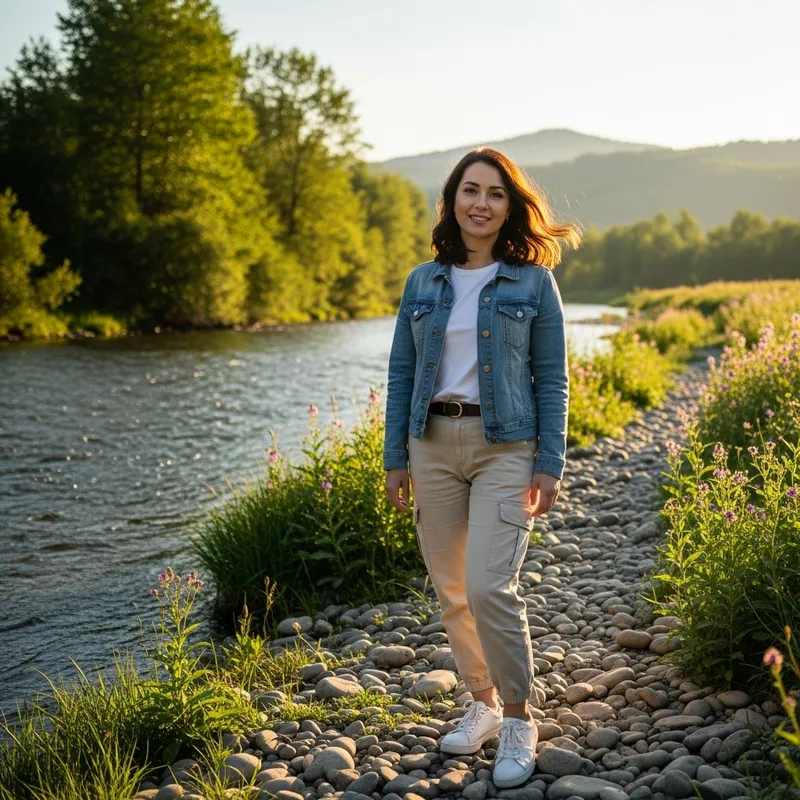 Serene Woman in Natural Setting with Warm Smile
