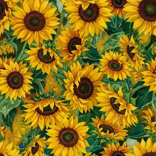 Abstract Sunflowers with Vibrant Colors