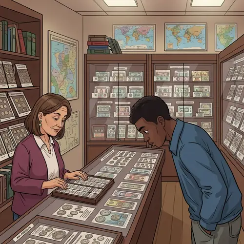 Numismatic Shop: Ancient Coins to Modern Notes Display