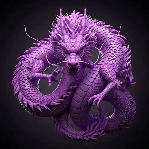 Detailed 3D Asian Purple Dragon Illustration