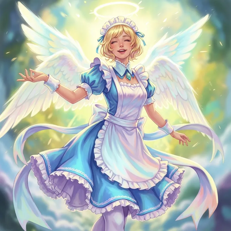 Angelic Maid in Whimsical Pastel Colors Angelic Maid in Whimsical Pastel Colors