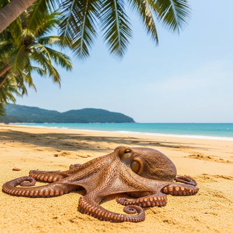 Lazy Octopus on Phuket Beach - Serene Coastal Scene