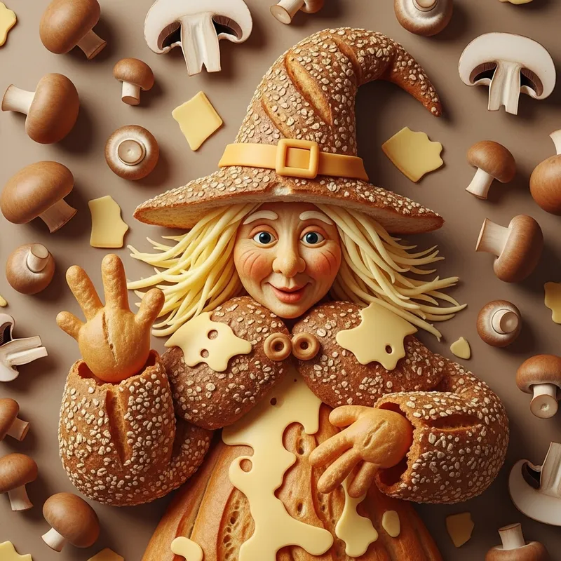 Bread, Witch Mushrooms, and Cheeses Bread, Witch Mushrooms, and Cheeses