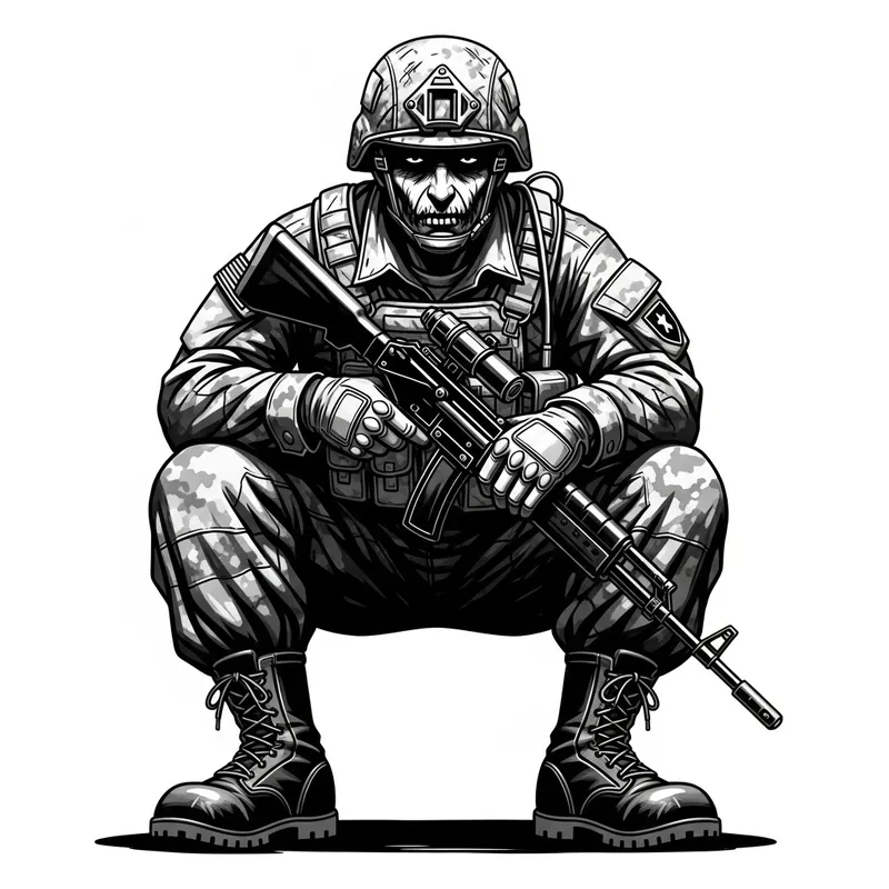 Brooding Masculine Soldier Illustration in High Contrast