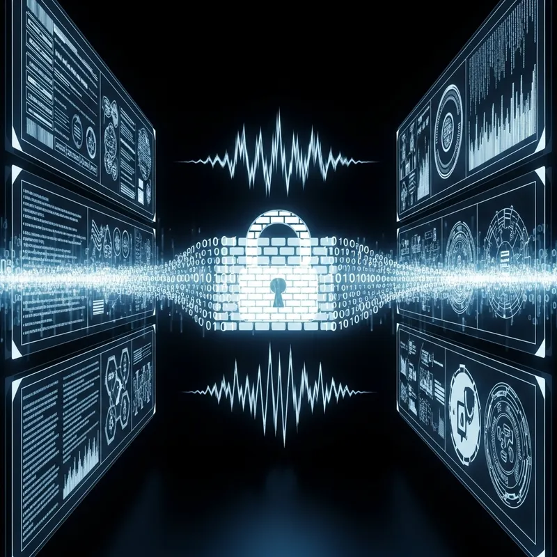 Futuristic Data Security with Digital Padlock & Encryption Futuristic Data Security with Digital Padlock & Encryption