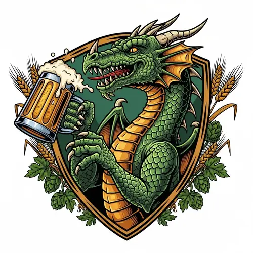 Fantastical Dragon Brewery Emblem for Alehouse