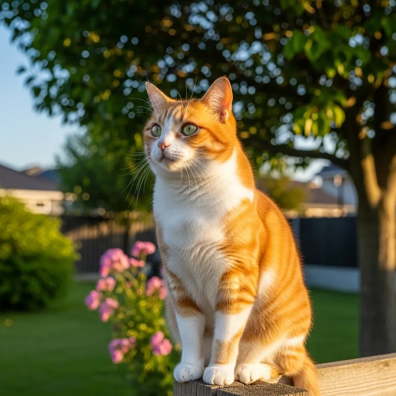 Majestic Domestic Cat in a Serene Garden