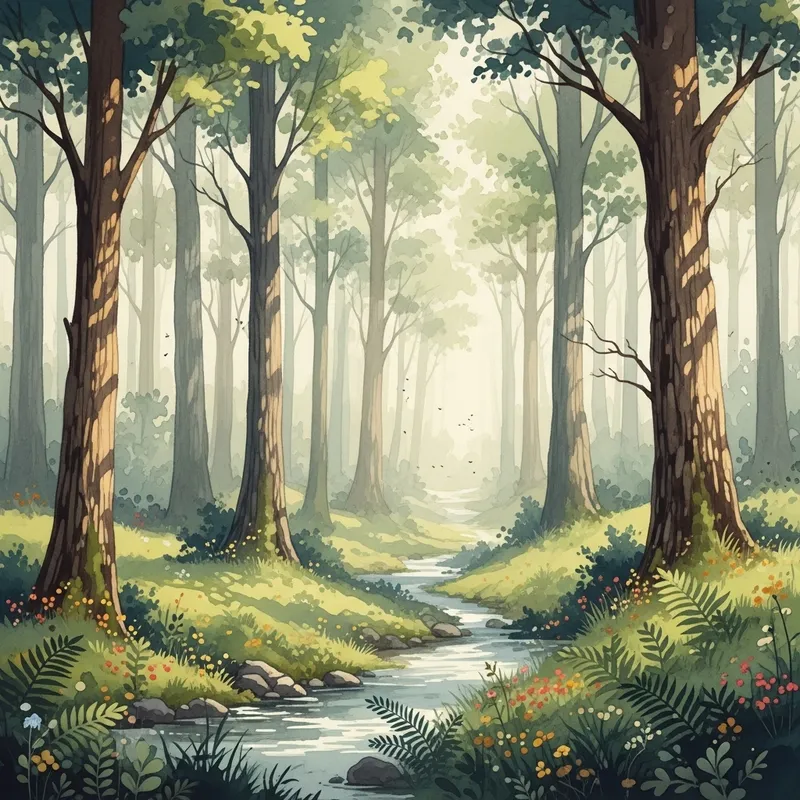 Enchanting Forest Watercolor Scene | Captivating Nature Art