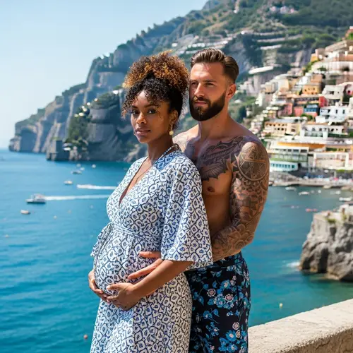 Stunning Black Woman & White Italian Husband Enjoy Beach Bliss in Amalfi Coast