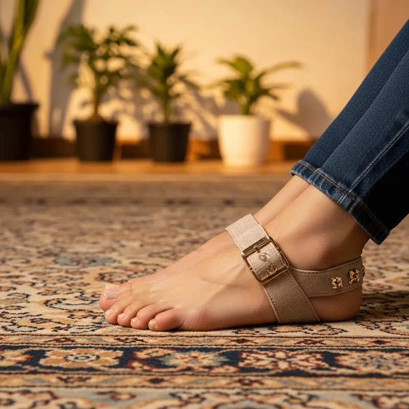 Elegant Feet on Plush Carpet - Close-Up Beauty