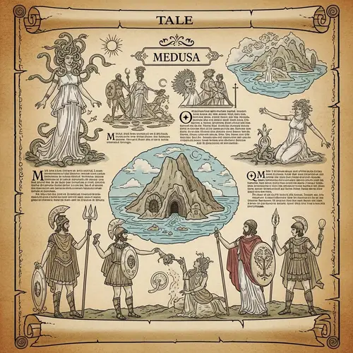 Mythical Tale of Medusa: Ancient Greek Scroll Story