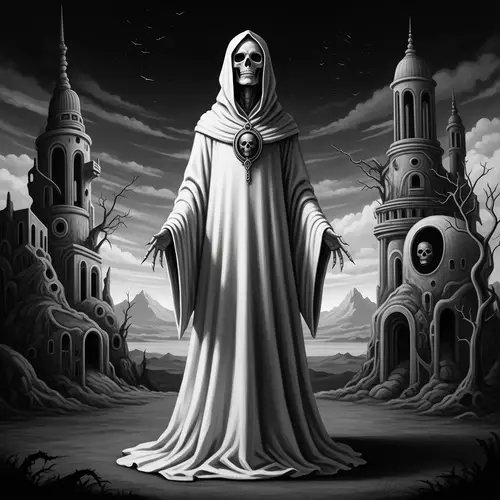 Ethereal White Robed Death | Surreal Gothic Digital Painting