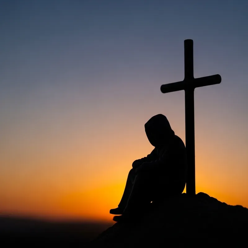 Man Silhouette Sitting on Crossbar at Dusk