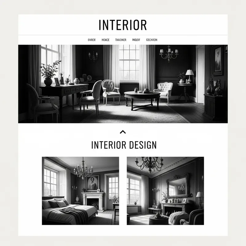 Vintage Black-and-White Interior Designer Website Layout