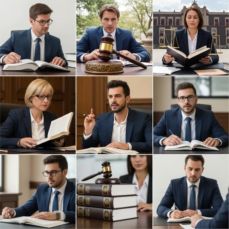 Mexican Legal Professionals Collage | Diverse Lawyers and Court Scenes