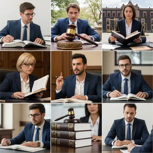 Lawyers in Mexico: Collage of Legal Professionals and Court Scenes